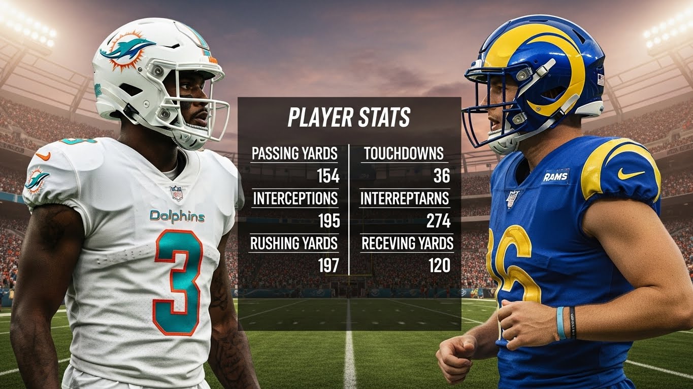 Miami Dolphins vs Los Angeles Rams match player stats