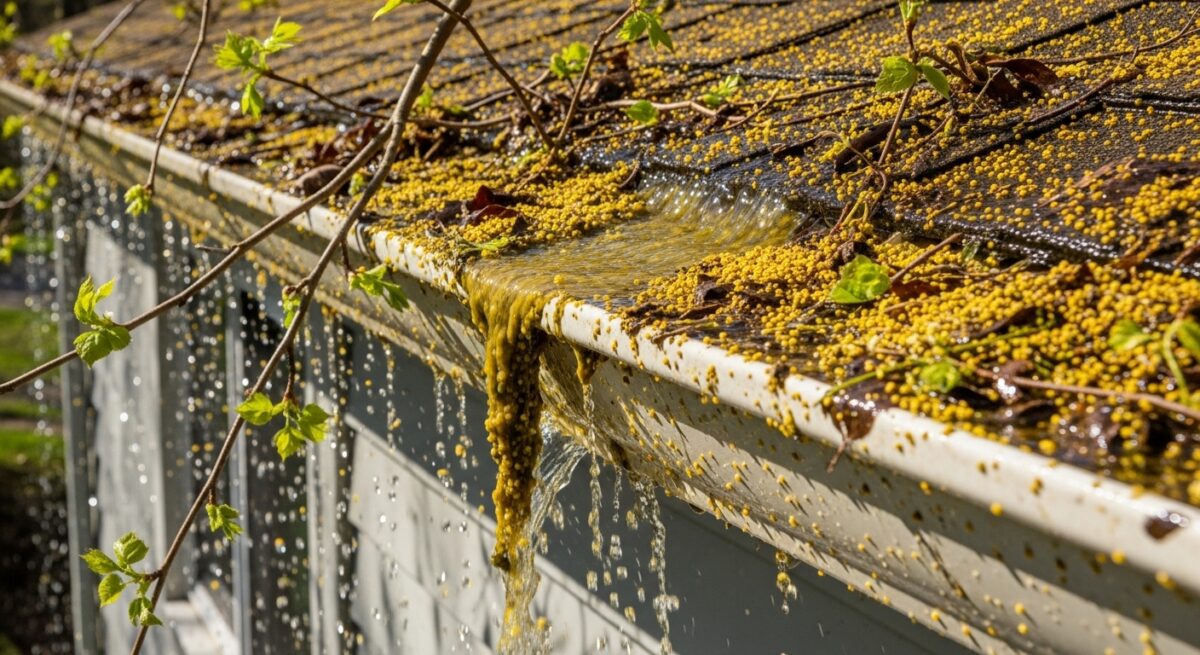 How Spring Pollen and Organic Buildup Affect Roof Drainage